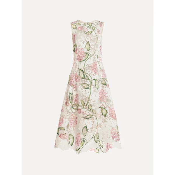 Oscar de la Renta Porcelain Flower Guipure Sleeveless Dress - Dresses - American Luxury Evening Wear at Coveti