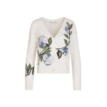 Oscar de la Renta Porcelain Flower Jacquard Cardigan - Knitwear - American Luxury Evening Wear at Coveti