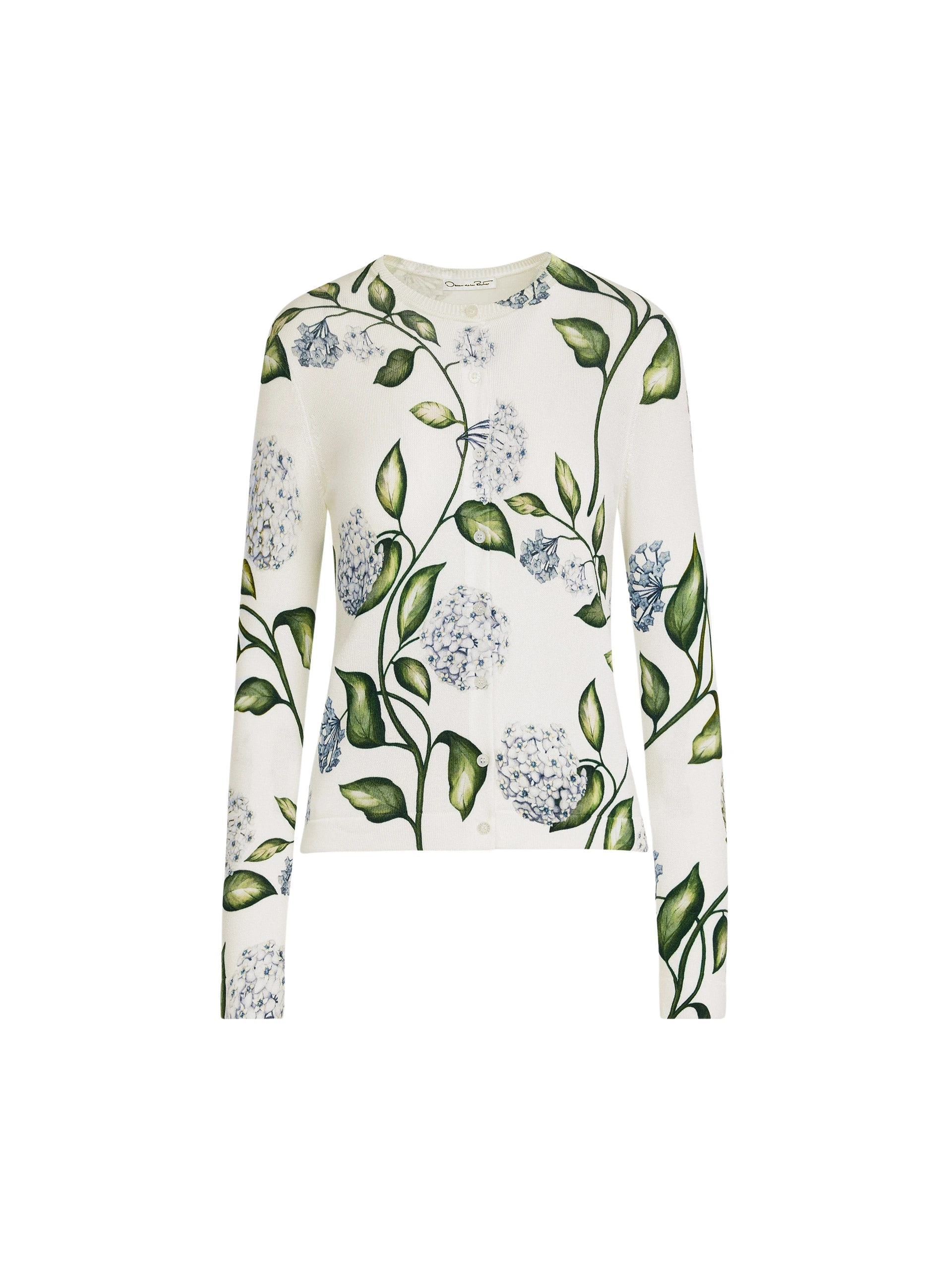 Oscar-de-la-Renta-Porcelain-Flower-Printed-Cardigan-Knitwear59116_nobg Oscar de la Renta Porcelain Flower Printed Cardigan - Knitwear - American Luxury Evening Wear at Coveti