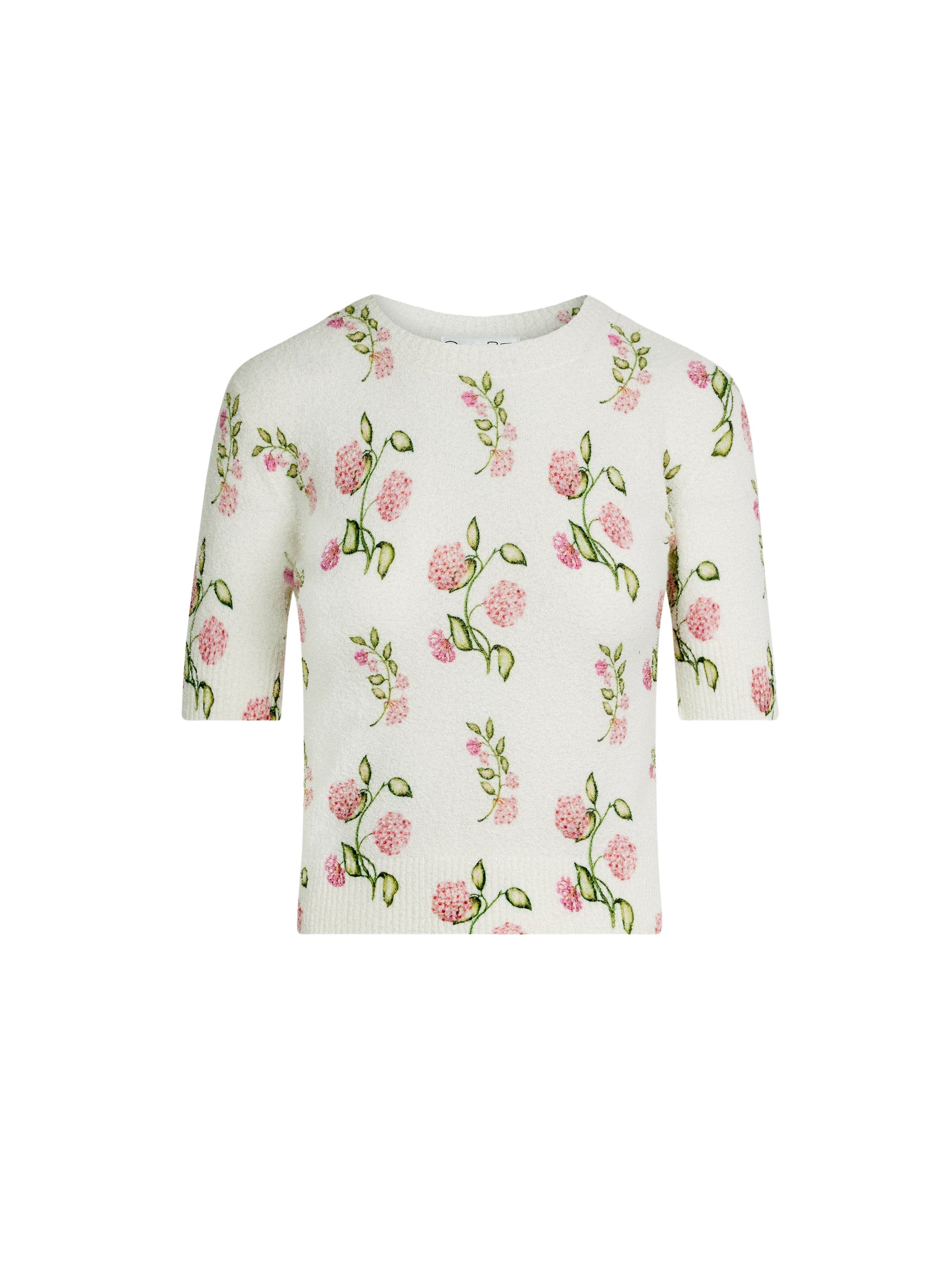 Oscar de la Renta Porcelain Flower Printed Embroidered Pullover - Knitwear - American Luxury Evening Wear at Coveti