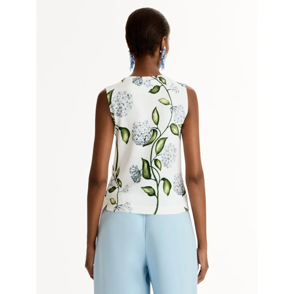 Oscar de la Renta Porcelain Flower Printed Tank - Tops - American Luxury Evening Wear at Coveti