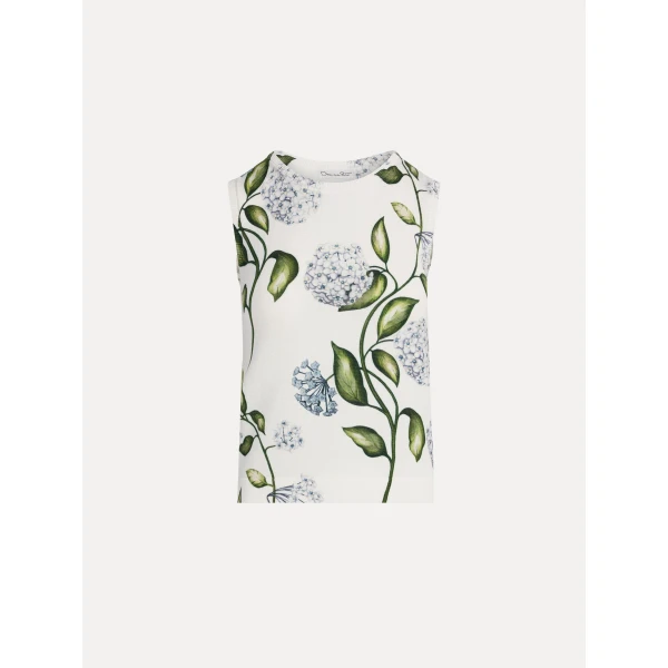 Oscar de la Renta Porcelain Flower Printed Tank - Tops - American Luxury Evening Wear at Coveti