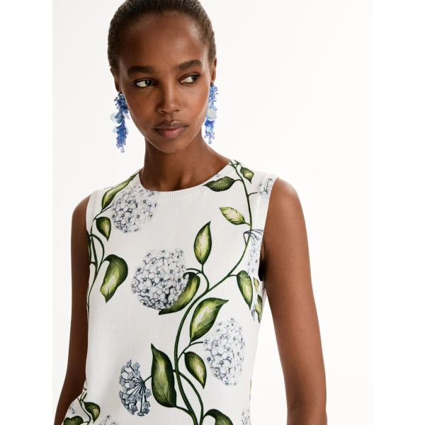 Oscar de la Renta Porcelain Flower Printed Tank - Tops - American Luxury Evening Wear at Coveti