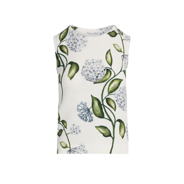 Oscar de la Renta Porcelain Flower Printed Tank - Tops - American Luxury Evening Wear at Coveti