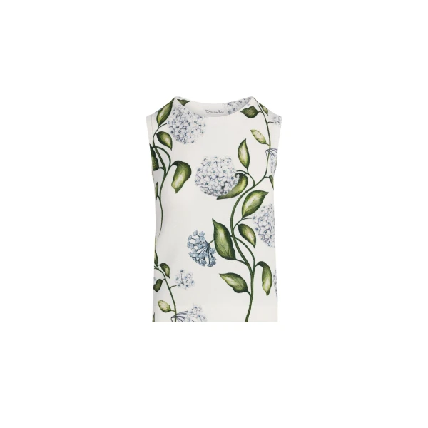 Oscar de la Renta Porcelain Flower Printed Tank - Tops - American Luxury Evening Wear at Coveti