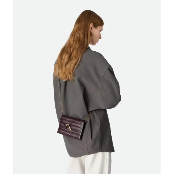 Khaite Women's Andiamo Pouch on Chain in Dark barolo - Red Shoulder & Crossbody Bags - The Lotus Tote Bag - Shop at Coveti