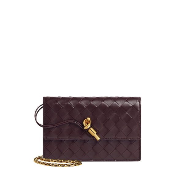 Khaite Women's Andiamo Pouch on Chain in Dark barolo - Red Shoulder & Crossbody Bags - The Lotus Tote Bag - Shop at Coveti