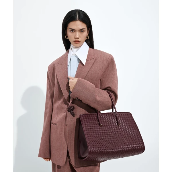 Khaite Women's Barbara Tote in Deep mahogany - Red Totes & Top-Handle Bags - The Lotus Tote Bag - Shop at Coveti