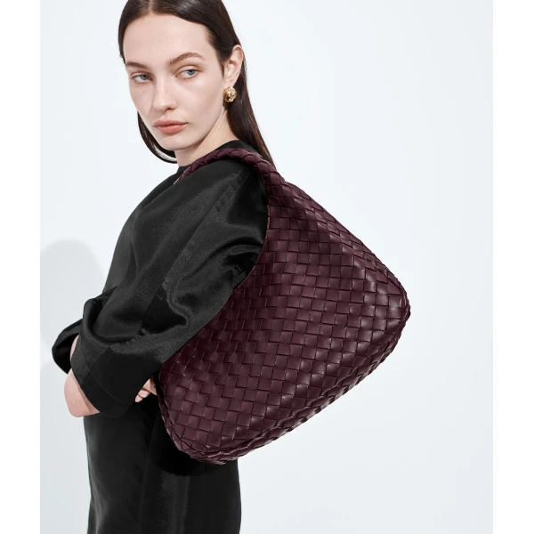 Khaite Women's Campana in Deep mahogany - Red Shoulder & Crossbody Bags - The Lotus Tote Bag - Shop at Coveti