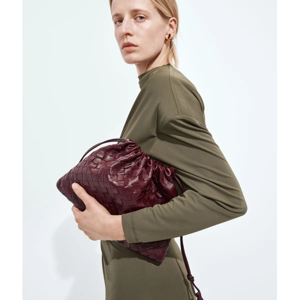 Khaite Women's Dustbag in Barolo - Red Shoulder & Crossbody Bags - The Lotus Tote Bag - Shop at Coveti