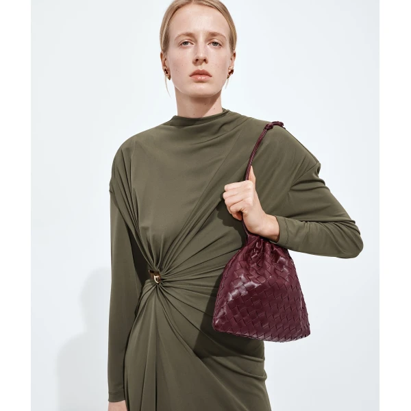 Khaite Women's Dustbag in Barolo - Red Shoulder & Crossbody Bags - The Lotus Tote Bag - Shop at Coveti
