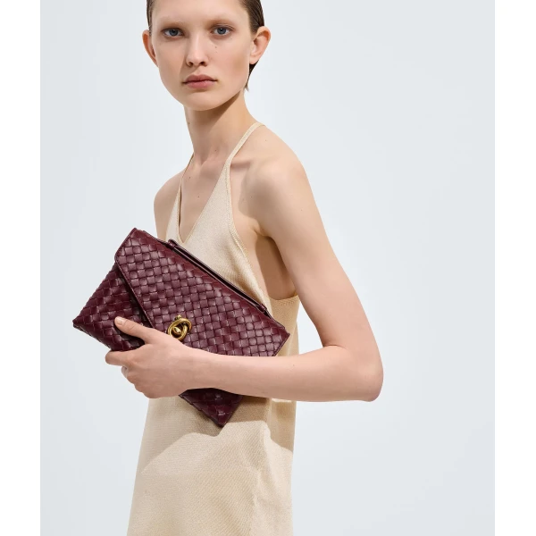 Khaite Women's Knot Lock in Barolo - Red Clutch Bags - The Lotus Tote Bag - Shop at Coveti