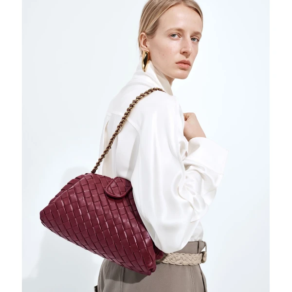 Khaite Women's Lauren 1980 in Barolo - Red Shoulder & Crossbody Bags - The Lotus Tote Bag - Shop at Coveti