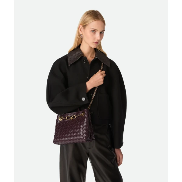 Khaite Women's Small Andiamo Chain in Dark barolo - Red Shoulder & Crossbody Bags - The Lotus Tote Bag - Shop at Coveti