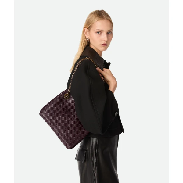 Khaite Women's Small Andiamo Chain in Dark barolo - Red Shoulder & Crossbody Bags - The Lotus Tote Bag - Shop at Coveti