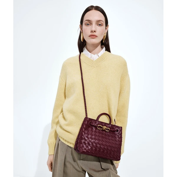 Khaite Women's Small Andiamo in Barolo - Red Totes & Top-Handle Bags - The Lotus Tote Bag - Shop at Coveti