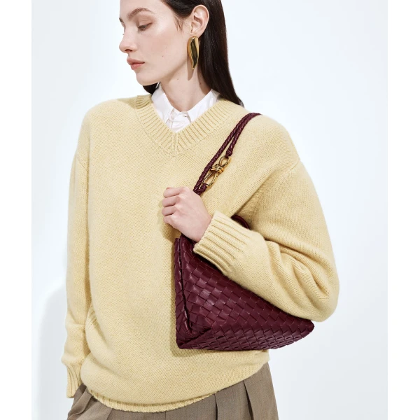 Khaite Women's Small Andiamo in Barolo - Red Totes & Top-Handle Bags - The Lotus Tote Bag - Shop at Coveti