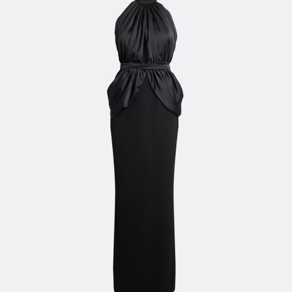 Safiyaa Amereis Long Dress In Black -  - Demi-Couture Evening Wear at Coveti