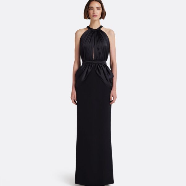 Safiyaa Amereis Long Dress In Black -  - Demi-Couture Evening Wear at Coveti