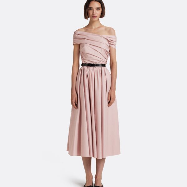 Safiyaa Appolline Midi Dress In Soft Pink -  - Demi-Couture Evening Wear at Coveti