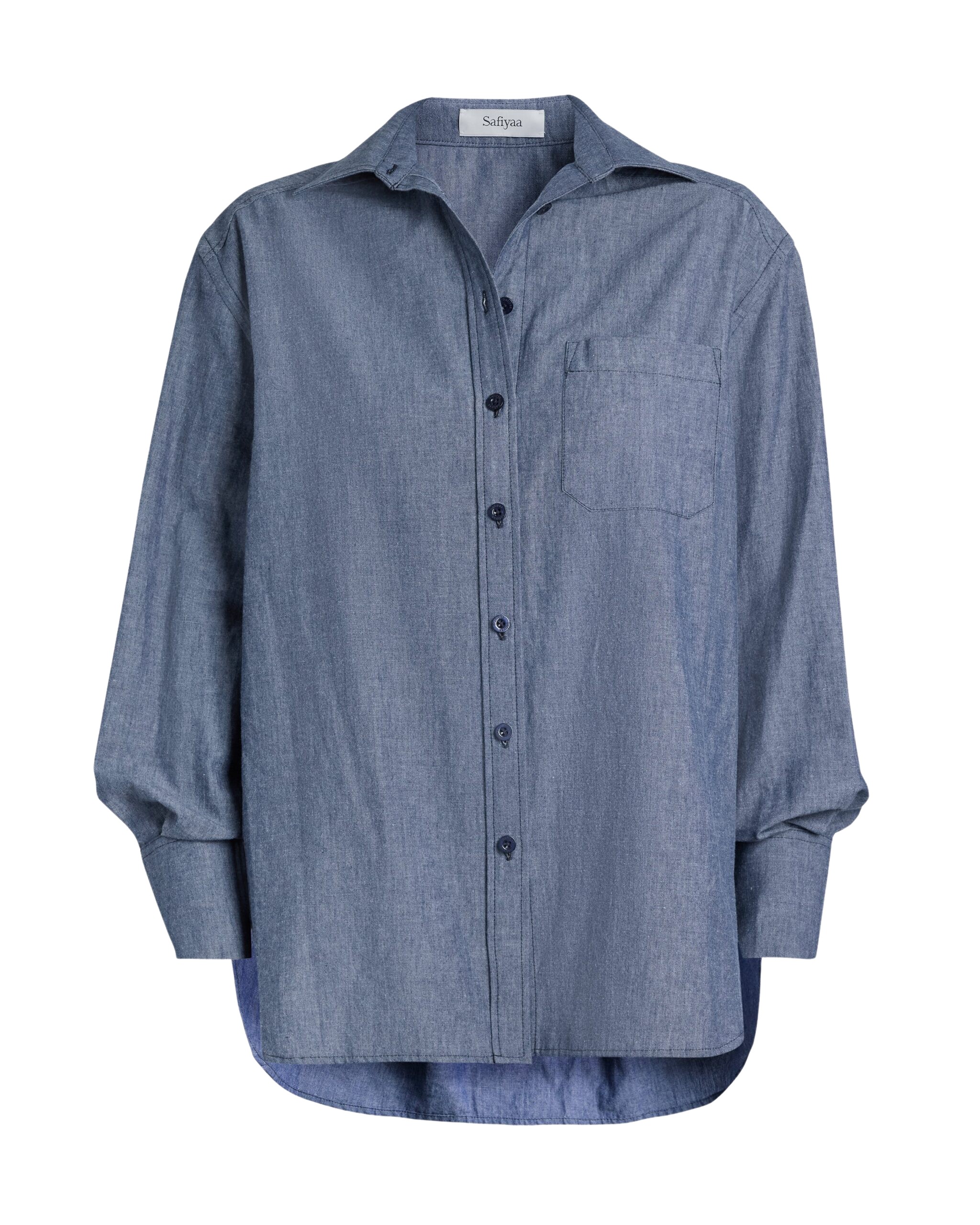 Safiyaa Giada Shirt In Blue Blend -  - Demi-Couture Evening Wear at Coveti