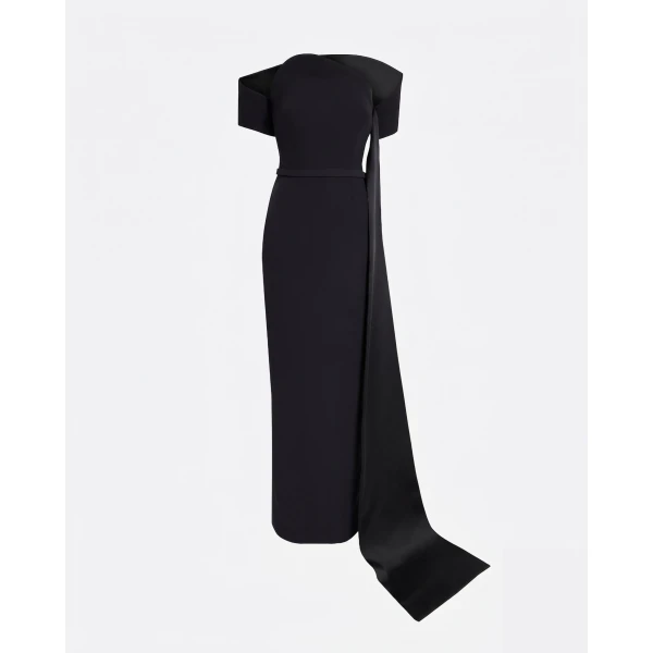 Safiyaa Giorgia Long Dress In Black -  - Demi-Couture Evening Wear at Coveti