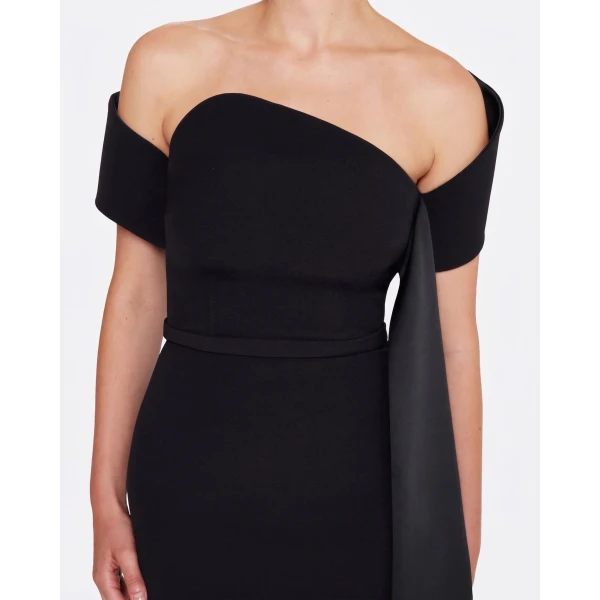 Safiyaa Giorgia Long Dress In Black -  - Demi-Couture Evening Wear at Coveti