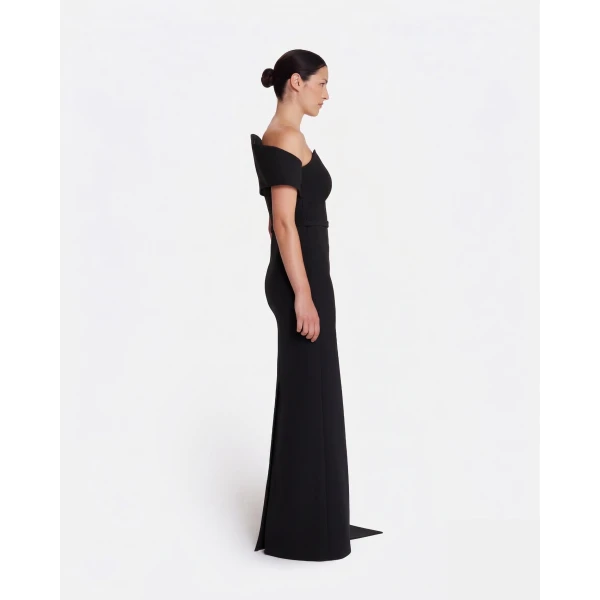 Safiyaa Giorgia Long Dress In Black -  - Demi-Couture Evening Wear at Coveti