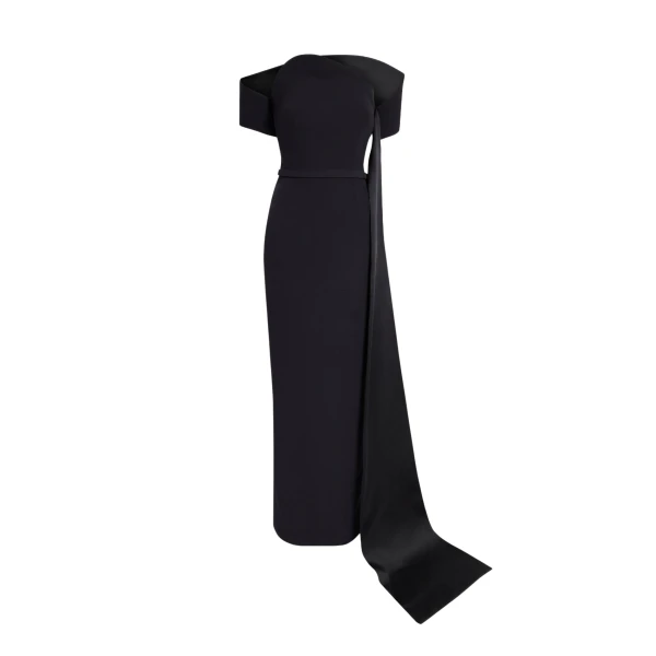 Safiyaa Giorgia Long Dress In Black -  - Demi-Couture Evening Wear at Coveti