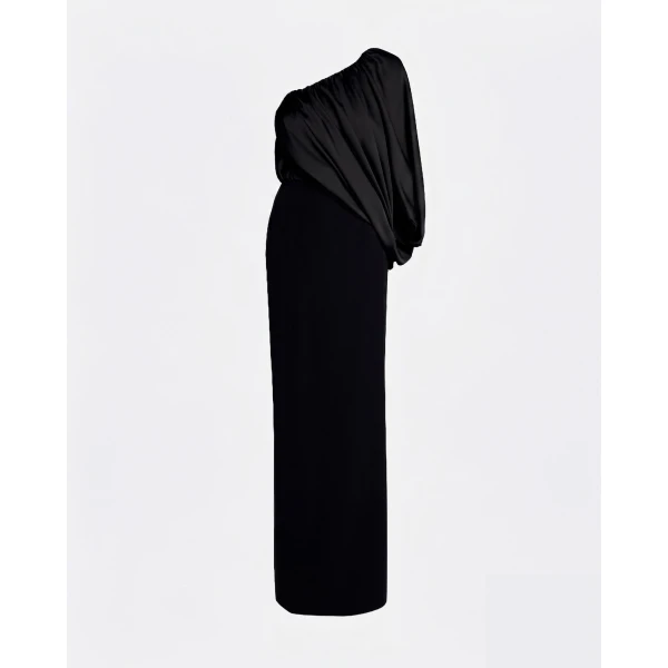 Safiyaa Ines Dress Long In Black -  - Demi-Couture Evening Wear at Coveti