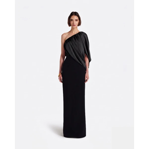 Safiyaa Ines Dress Long In Black -  - Demi-Couture Evening Wear at Coveti