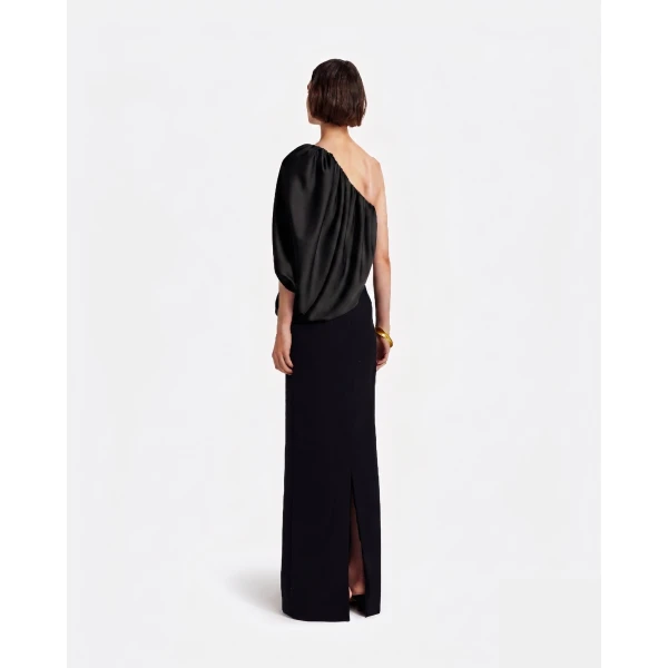 Safiyaa Ines Dress Long In Black -  - Demi-Couture Evening Wear at Coveti