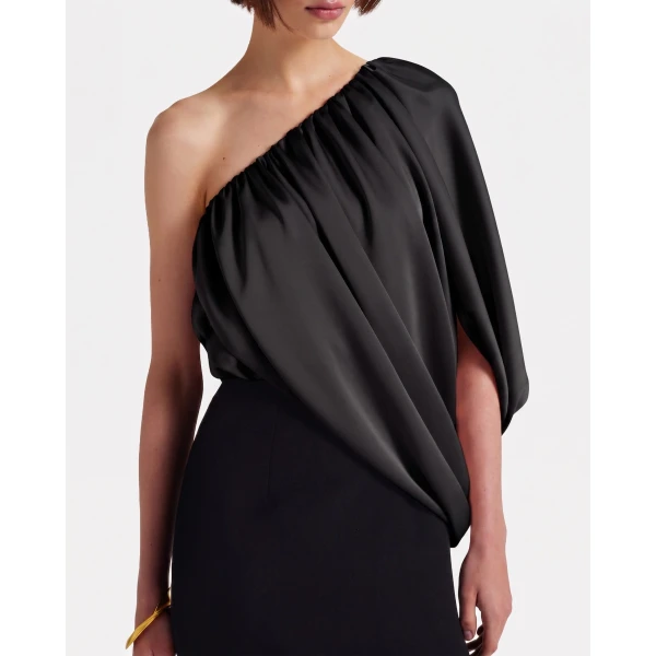 Safiyaa Ines Dress Long In Black -  - Demi-Couture Evening Wear at Coveti