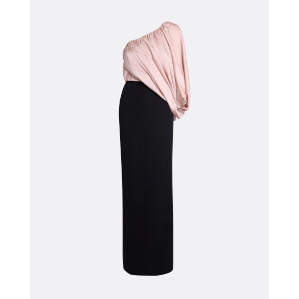 Safiyaa Ines Long Dress In Ballet Pink On Black, view 2