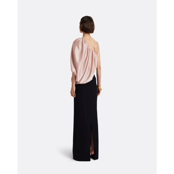 Safiyaa Ines Long Dress In Ballet Pink On Black, view 4