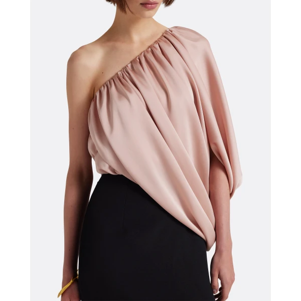 Safiyaa Ines Long Dress In Ballet Pink On Black, view 5