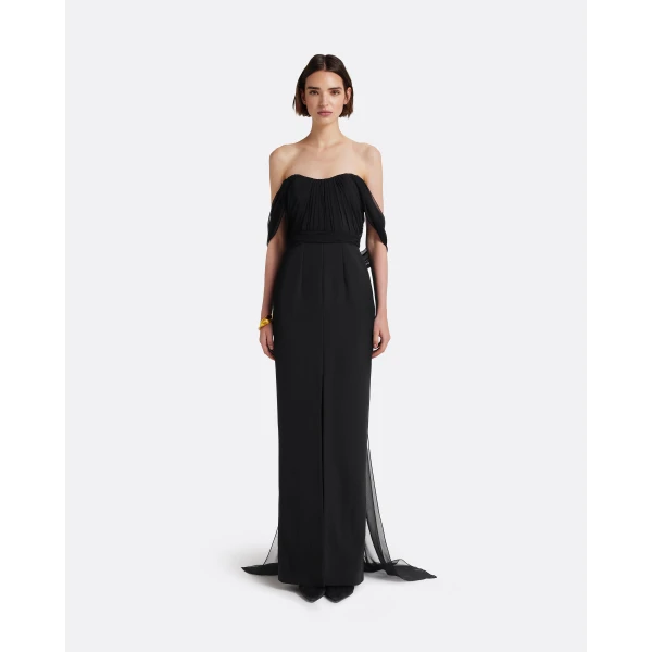 Safiyaa Iselle Dress Long In Black, view 3