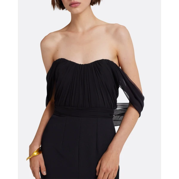 Safiyaa Iselle Dress Long In Black, view 5