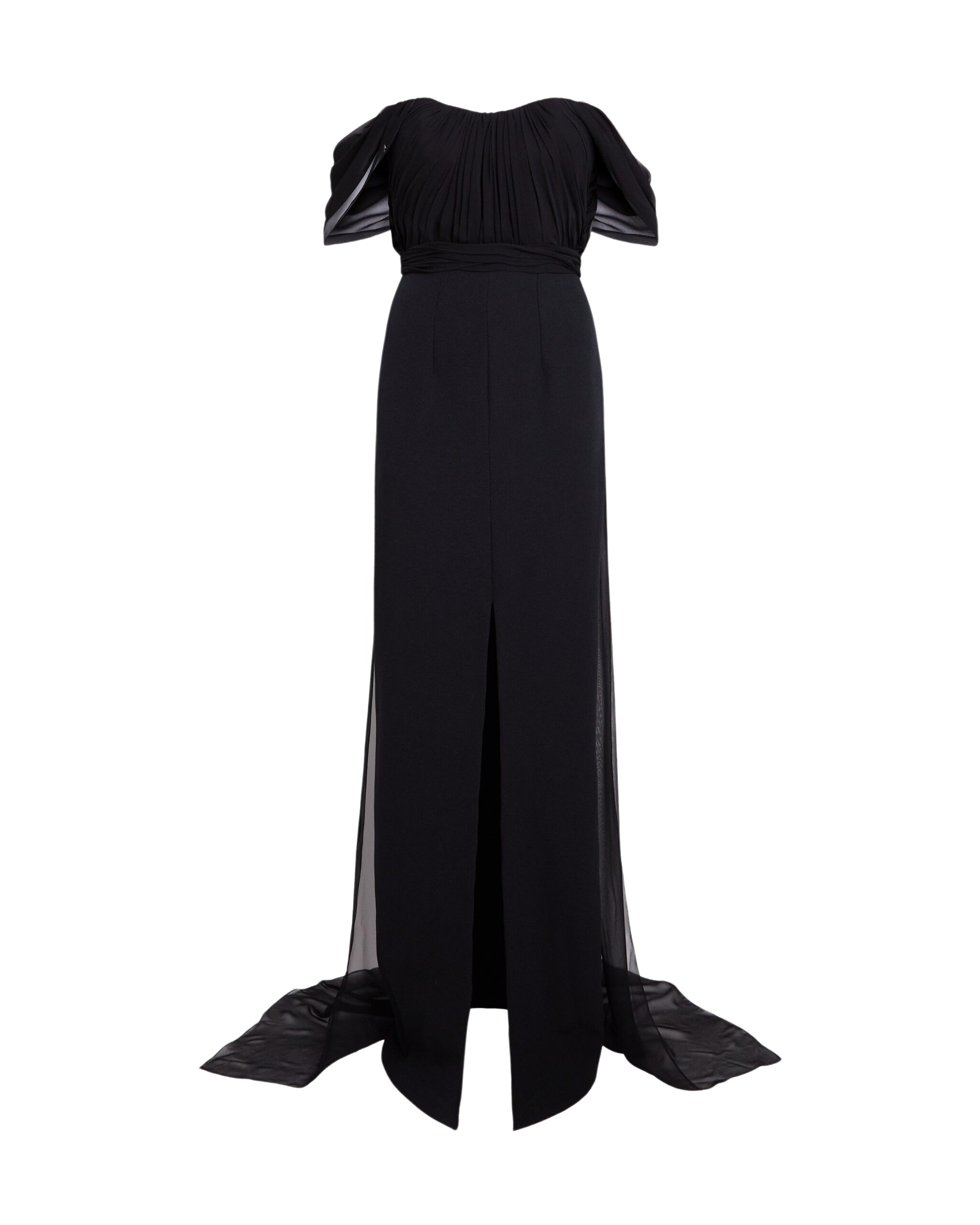 Safiyaa Iselle Dress Long In Black -  - Demi-Couture Evening Wear at Coveti