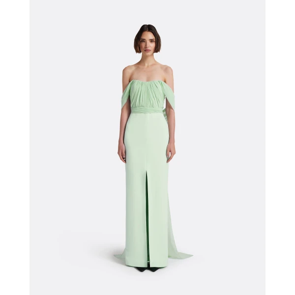 Safiyaa Iselle Dress Long In Sea Glass, view 3