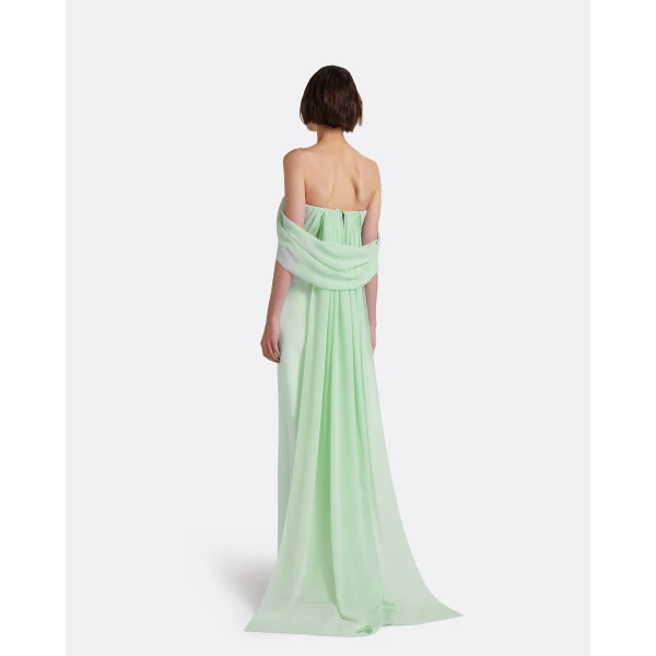 Safiyaa Iselle Dress Long In Sea Glass, view 4