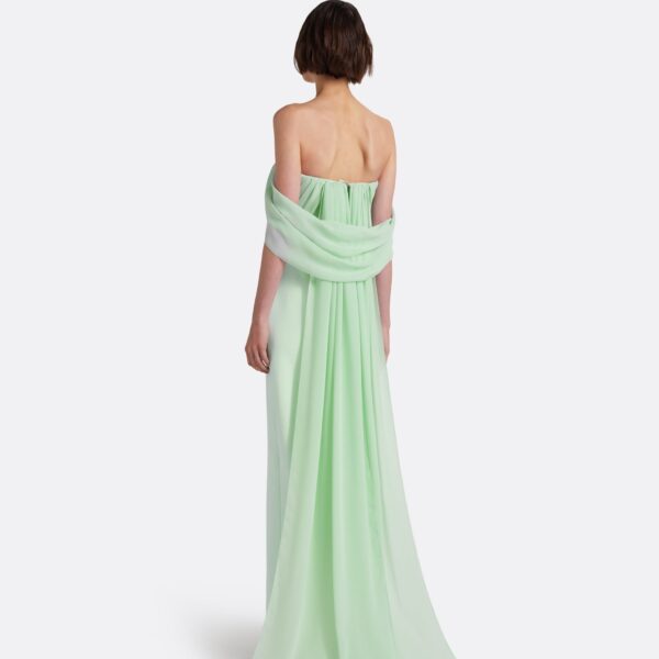 Safiyaa Iselle Dress Long In Sea Glass -  - Demi-Couture Evening Wear at Coveti