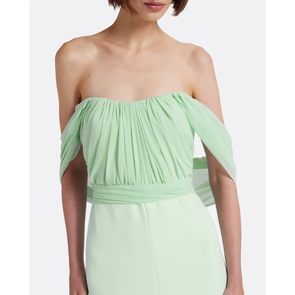 Safiyaa Iselle Dress Long In Sea Glass, view 5
