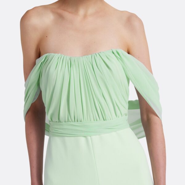 Safiyaa Iselle Dress Long In Sea Glass -  - Demi-Couture Evening Wear at Coveti