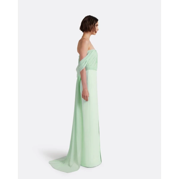Safiyaa Iselle Dress Long In Sea Glass, view 6
