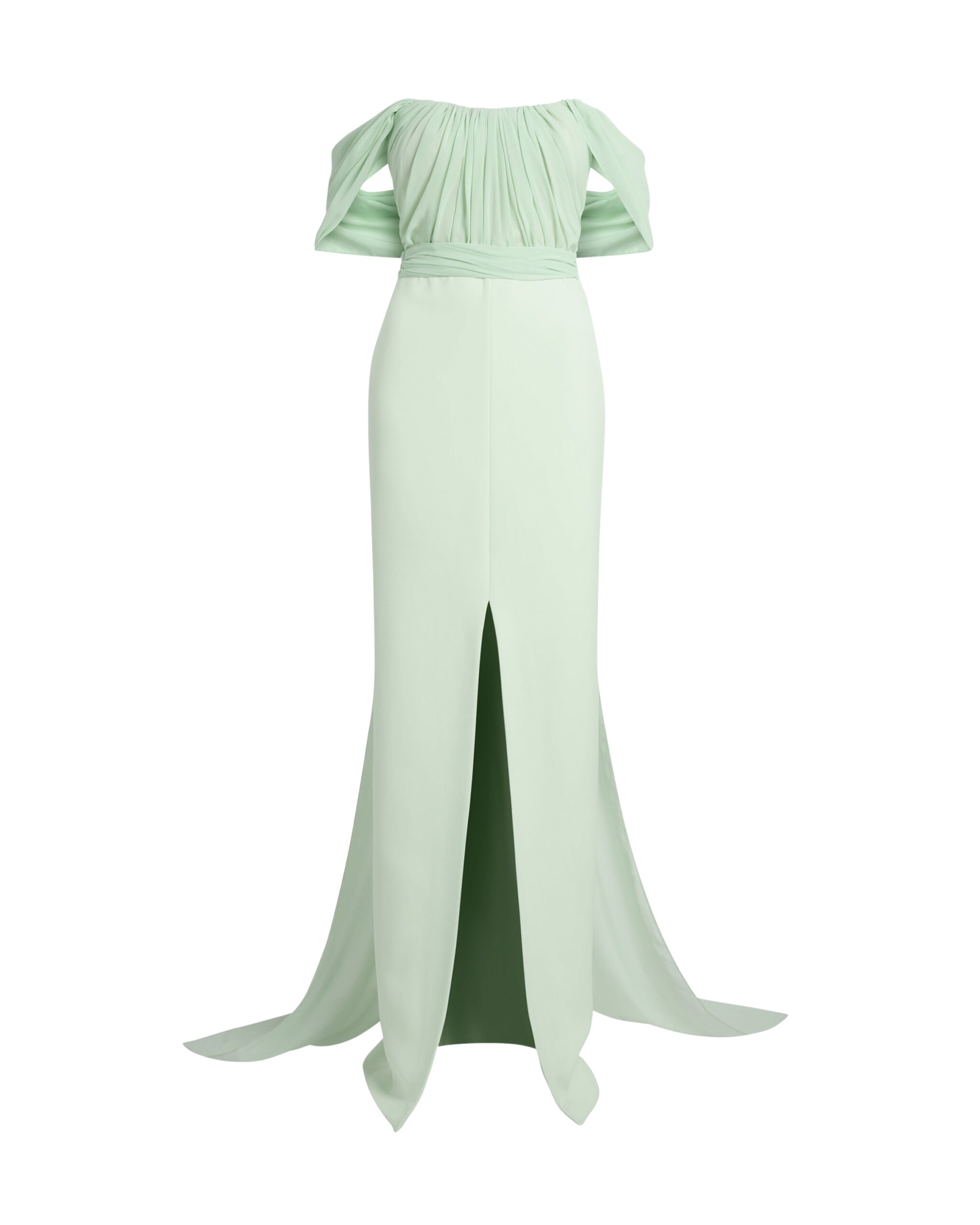Safiyaa Iselle Dress Long In Sea Glass -  - Demi-Couture Evening Wear at Coveti
