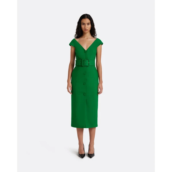 Safiyaa Klea Midi Dress In Blade Green, view 2