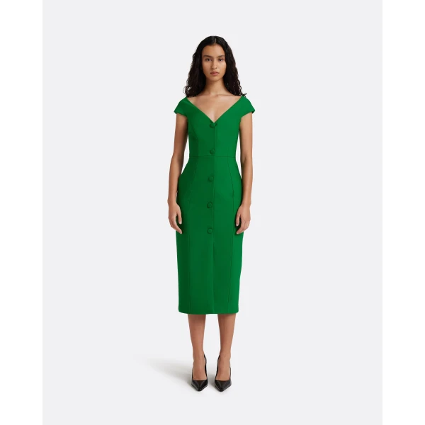 Safiyaa Klea Midi Dress In Blade Green, view 3