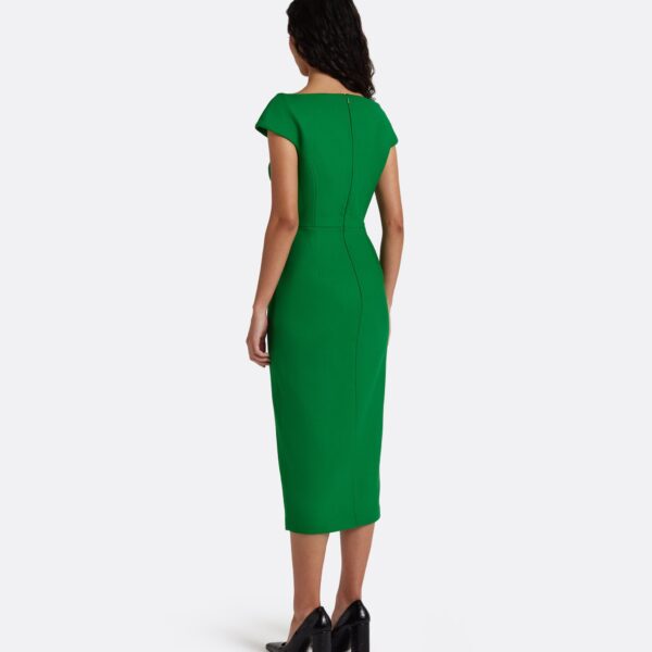 Safiyaa Klea Midi Dress In Blade Green -  - Demi-Couture Evening Wear at Coveti