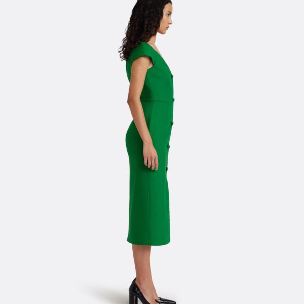 Safiyaa Klea Midi Dress In Blade Green -  - Demi-Couture Evening Wear at Coveti